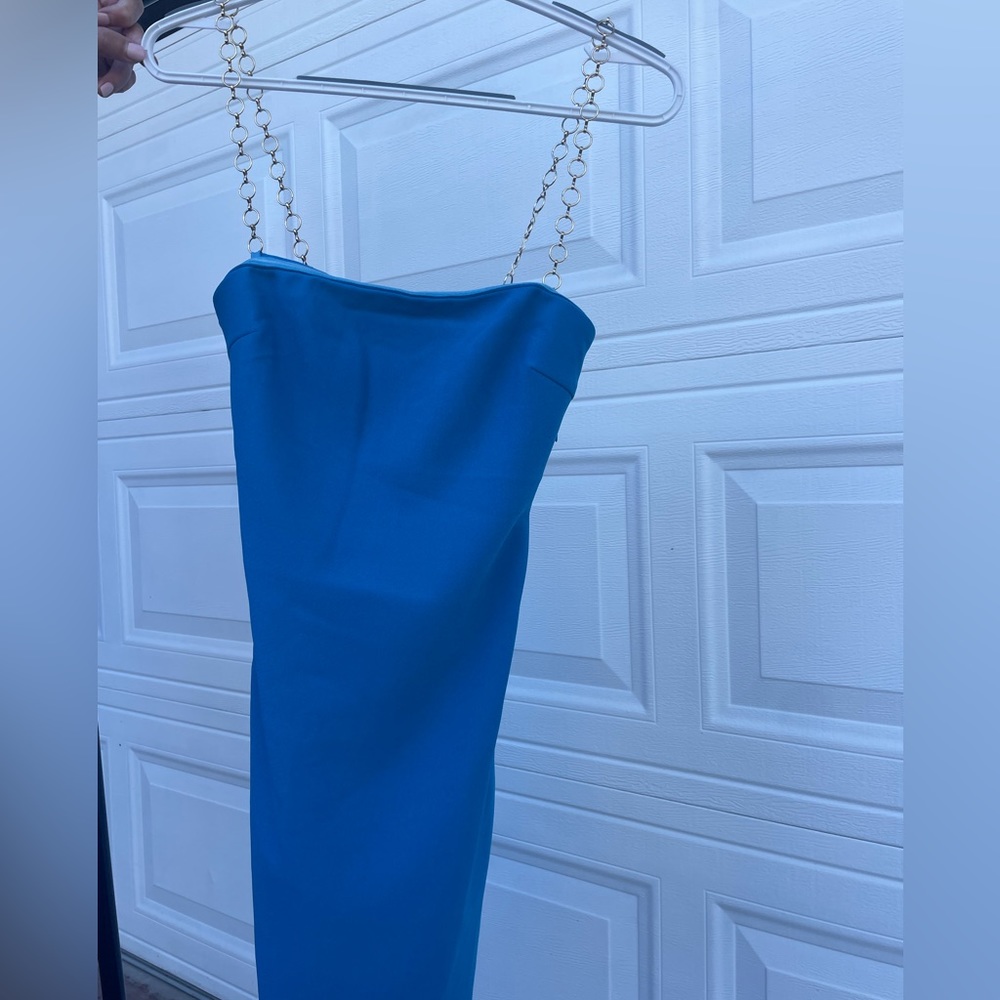 NEW Hello Molly Blue dress with gold chains size small - length: mini